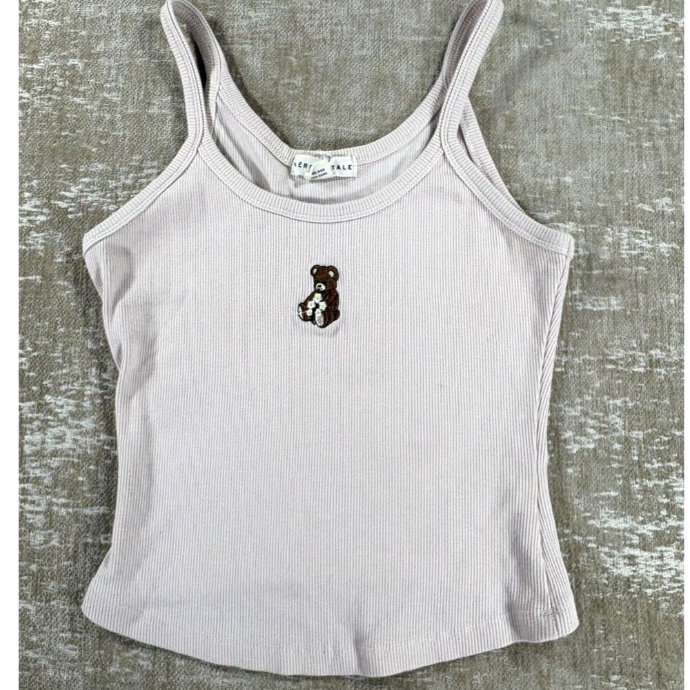 Aeropostale Bear Embroidered Ribbed Tank Top